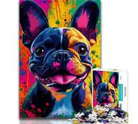 Puzzle 1000 pièces Happy Bulldog pour Adultes et Adolescents, Anti-Stress, défi Difficile, décoration d'intérieur Unique et Cadeaux (75x50cm)