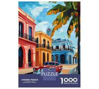 Puzzle 1000 Pièces Havana Street Scene Puzzles pour Adolescents Course De Vitesse Manuelle Activités Amusantes À La Maison Jeu Stimulant Et Jeu en Famille 70x50cm/1000pcs