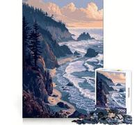 Puzzle 1000 pièces Havres du Pacifique en Pixel Art pour Adolescents Stimulation Cognitive,détente,découpe Nette, (38x52cm)