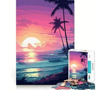 Puzzle 1000 pièces Hawaï Vagues rétro Pixel Flawless Fit Art Créatif Jouet de détente et de Jeu Décoration de Noël (50x75cm)