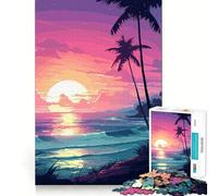 Puzzle 1000 pièces Hawaï Vagues rétro Pixel Flawless Fit Art Jouet créatif et Stimulant pour se détendre et s'amuser Décoration de Noël (38x26cm)