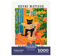 Puzzle 1000 Pièces Henri Matisse Cat Reading Newspaper Puzzle pour Adolescents Améliore La Mémoire Entraîne Ton Cerveau Et Tes Mains Jouet Addictif pour Cultiver La Patience 70x50cm/1000pcs
