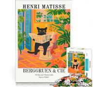 Puzzle 1000 pièces Henri Matisse Chat lisant Le Journal Affiche Jeu éducatif décoration Parfaite Cadeau Unique pour Anniversaire et Noël 50x75cm