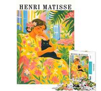 Puzzle 1000 pièces Henri Matisse Femme au Chat Noir Jeu éducatif Difficile et Stimulant d'analyse et de logique adapté aux 14 Ans et Plus (38x26cm)
