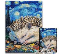Puzzle 1000 pièces Hérisson Ciel Nocturne pour Adultes, Jeu de Casse-tête Interactif en Famille, Convient aux 14 Ans et Plus 26x38cm/10,23x14,96 Pouces