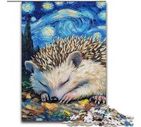 Puzzle 1000 pièces Hérisson Ciel Nocturne Puzzles en Bois, Activités Amusantes à la Maison, Cadeau d'anniversaire, Cadeaux de Voyage 1000 pièces(50x75cm)
