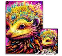 Puzzle 1000 pièces Hérisson coloré en Bois pour Adultes. Un Casse-tête Stimulant à Faire soi-même, idéal pour Un Jeu Familial ou Un Cadeau décoratif. 50x75cm / 19,68x29,52 Pouces.