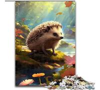 Puzzle 1000 pièces Hérisson coloré en Bois, pour Noël et Le Nouvel an, Cadeau de Vacances 50x75cm, Jeu de réflexion pour Adolescents, pour Les fêtes