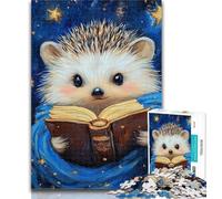 Puzzle 1000 pièces Hérisson Lecture Puzzle 1000 pièces pour Adolescents, Jeu éducatif défi Jouet pour Femmes et Hommes 26x38cm
