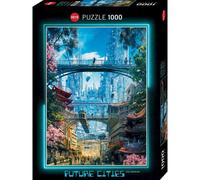 Puzzle 1000 pièces Heye Future Cities Gal Barkan illustration numérique vertical boîte noire néon-bleu