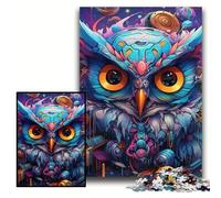 Puzzle 1000 pièces Hibou coloré Puzzles Difficiles pour Adultes 50x75cm Cadeau de Vacances Parfait pour Noël, Halloween, Pâques, Nouvel an