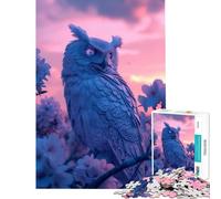 Puzzle 1000 pièces Hibou Coucher de Soleil esthétique Défi cérébral Jeu addictif Jeux relaxants Décoration Parfaite Cadeau Père Noël Secret (Dimensions 38x52cm)