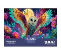 Puzzle 1000 Pièces Hibou de Nuit Neigeuse, 52x38 cm, À partir de 14 Ans, Difficile Teintes Psychédéliques Cadeau pour Garçons et Filles