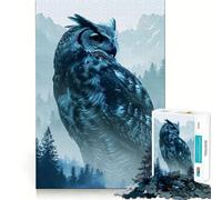 Puzzle 1000 pièces Hibou Double Exposition Nature Cadeau pour Adultes Stimule la mémoire et détend l'esprit Découpe de qualité supérieure Surprise chaleureuse (50x75cm)