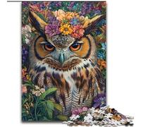 Puzzle 1000 pièces Hibou Fleurs pour Adolescents, Jeu Stimulant, décoration Murale, Cadeaux d'anniversaire et de Noël Uniques (50x75cm)