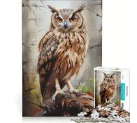 Puzzle 1000 pièces Hibou Grand-duc/Grand-duc Décoration Murale Défi Difficile Cadeaux Uniques pour Anniversaire et Noël 50x75cm
