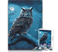 Puzzle 1000 pièces Hibou Nuit Détente et Calme en Solo Découpe précise de qualité supérieure Dimensions:38x52cm