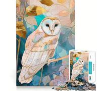 Puzzle 1000 pièces Hibou Oiseau Doré Adultes Défi Cérébral Jeu Anti-Stress Décoration Murale Transparente (38x26cm)