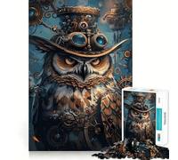 Puzzle 1000 pièces Hibou Steampunk pour Adultes Jeu de mémoire Amusant Découpe Nette Composants Robustes Cadeau Unique pour soulager Le Stress (50x75cm)