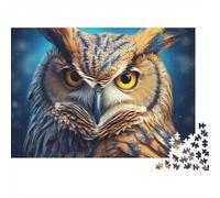 Puzzle 1000 pièces Hibou Yeux - Gros Plan de Grand-duc, défi, Premium Robuste, Vibrant, Relaxant, Cadeau déco Familial 70x50cm/1000pcs