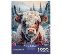 Puzzle 1000 Pièces Highland Cow in Winter Puzzles pour Adultes, Jouet, Décoration Murale, Course De Vitesse Manuelle, Idéal comme Cadeau pour Toute La Famille 38x26cm/1000pcs