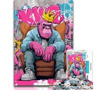 Puzzle 1000 pièces Hip Hop Monkey pour Adultes et Adolescents, Anti-Stress, défi Difficile, décoration d'intérieur Unique et Cadeaux (75x50cm)