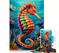 Puzzle 1000 pièces Hippocampe Arc-en-Ciel Océan pour Adolescents Jeu de réflexion Jouet à Partager Découpe Nette (38x52cm)
