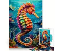Puzzle 1000 pièces Hippocampe Arc-en-Ciel Océan pour Adolescents Puzzle Mémoire Soulevant Lumière Relaxant Image Assemblage Cadeau Exquis (50x75cm)