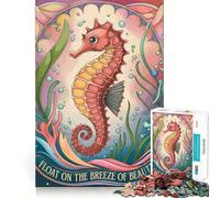 Puzzle 1000 pièces Hippocampe Art Déco pour Adolescents Jeu de logique Solide Amusant et paisible Découpe de précision Cadeau Exceptionnel (50x75cm)