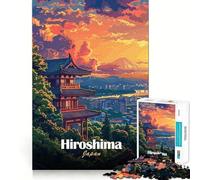Puzzle 1000 pièces Hiroshima Japon Paysage Art Découpe Impeccable Jeu Amusant et résolveur de problèmes Jeu Gratuit Cadeau Artistique de Noël (38x26cm)