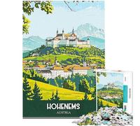 Puzzle 1000 pièces Hohenems Autriche Affiche de Voyage Vintage Puzzle pour Adultes Défi Difficile Aide à exercer Le Cerveau Cadeau de Noël ou d'anniversaire (Dimensions 38x52cm)