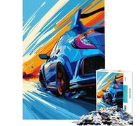 Puzzle 1000 pièces Honda Civic Type R Bleue pour Adolescents idéal pour Un Anniversaire ou Noël Activités familiales Anti-Stress Convient aux 14 Ans et Plus (50x75cm)