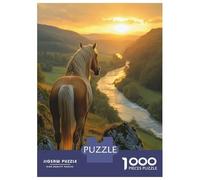 Puzzle 1000 Pièces Horse Overlooking A Sunset River Valley Puzzle pour Adultes - Jeu De Réflexion - Décoration Parfaite - Cadeaux Uniques pour Anniversaires Et Noël 52x38cm/1000pcs