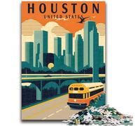 Puzzle 1000 pièces Houston Texas Travel Art pour Adultes et Adolescents, Jouet éducatif Anti-Stress, idéal comme Cadeau pour Toute la Famille (1000 pièces, 50x75cm)