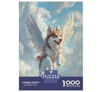 Puzzle 1000 Pièces Husky Angel Pet Loss Tribute Art Angel Dog in The Clouds pour Adolescents - Jeu De Réflexion - Cadeaux pour Femmes - Idées Cadeaux Uniques pour Un Anniversaire Ou Noël 38x26cm/100