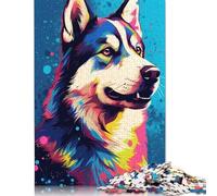 Puzzle 1000 pièces Husky Animaux Puzzles Adultes Difficulté Puzzles Éducation Jouets Jeux Famille Décoration 1000pcs (38x26cm)