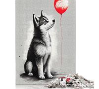 Puzzle 1000 pièces Husky Ballon Rouge Puzzles Adultes Difficulté Puzzles Éducation Jouets Jeux Famille Décoration 1000pcs (38x26cm)