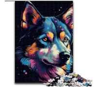 Puzzle 1000 pièces Husky coloré en Bois, Cadeau pour Hommes et Femmes, idéal pour Les Occasions Quotidiennes et spéciales, 50x75cm, pour Les Adolescents et Les familles, idéal pour Noël.