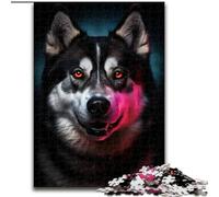 Puzzle 1000 pièces Husky coloré en Bois, idée Cadeau pour Les fêtes, Illustration Humoristique, Illustration détaillée 50x75cm. Un pour Noël ou Un Anniversaire.