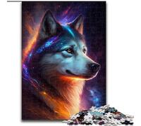 Puzzle 1000 pièces Husky coloré en Bois, Niveau débutant, idéal pour Les Anniversaires et Les fêtes, 50x75cm, activité Adulte et familiale, décoration d'intérieur à Faire soi-même.