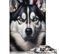 Puzzle 1000 pièces Husky Drapeau USA Amérique Puzzles Adultes Difficulté Puzzles Éducation Jouets Jeux Famille Décoration 1000pcs (75x50cm)