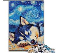 Puzzle 1000 pièces Husky Night Sky Puzzles stimulants Taille 50x75cm Activité éducative pour Les compétences cognitives Amélioration des compétences cognitives