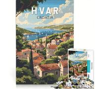 Puzzle 1000 pièces Hvar, Croatia | Course de vitesse manuelle chaque pièce est unique grâce à des pièces de formes aléatoires entièrement imbriquées. 75x50cm