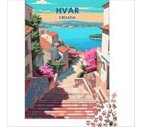 Puzzle 1000 pièces Hvar - Croatia | Décoration parfaite jeu de défi unique pour un anniversaire ou Noël 38x26cm