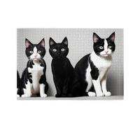 Puzzle 1000 pièces Hytter noir et blanc motif chats éducatifs intellectuels en bois, puzzles amusants, jeu anti-stress