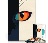 Puzzle 1000 pièces Œil de Chat en Gros Plan,découpe Premium,Jeu et Exercice Mental,Jouet de Paix et de Divertissement,Cadeau d'anniversaire Amusant (50x75cm)