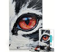 Puzzle 1000 pièces Œil de Chat Gros Plan Peinture Ajustement Parfait Jeu Artistique et Stimulant pour l'esprit,Jeu de détente,Cadeau d'anniversaire Amusant (38x26cm)