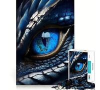 Puzzle 1000 pièces Œil de Dragon Bleu à articulations Pointues,Jeu Amusant et Stimulant pour Les Moments de détente,décoration Murale de Noël (50x75cm)