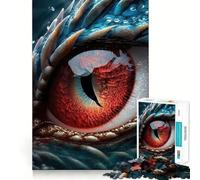Puzzle 1000 pièces Œil de Dragon Bleu et Rouge,articulations Pointues,Jeu Amusant pour stimuler l'esprit,Divertissement pour Passer Un Moment agréable,décoration Murale de Noël (38x26cm)