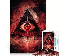 Puzzle 1000 pièces Œil Rouge dans Un Triangle pour Adolescents renforcez Vos Liens familiaux, Bords précis, Cadeau attentionné (50x75cm)